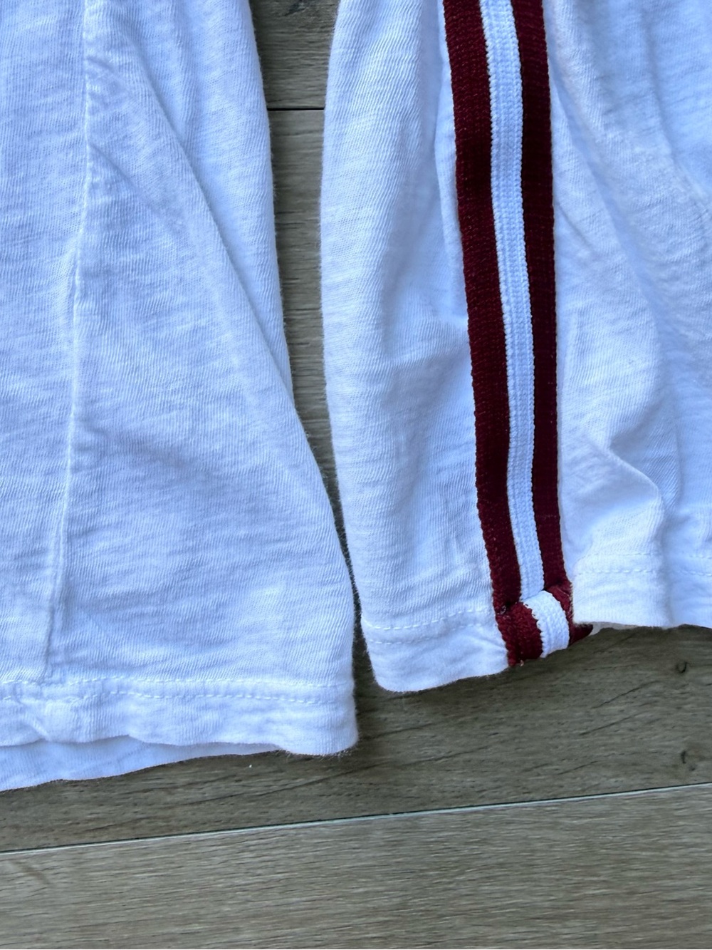 Velvet by Graham & Spencer Vintage Slub Long Sleeve Tee White Burgundy Stripe - Picture 3 of 8
